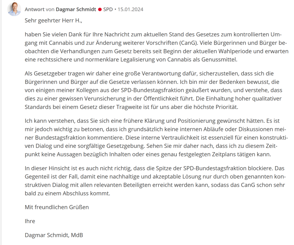 SPD Fraktionsspitze Statement Abgeordnetenwatch 15.01 zu CanG Antwort 2_2