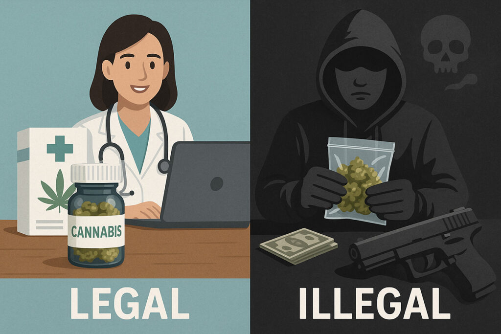 Cannabis auf Rezept per Telemedizin aus Apotheke vs. Schwarzmarkt da keine Alternativen für Betroffene