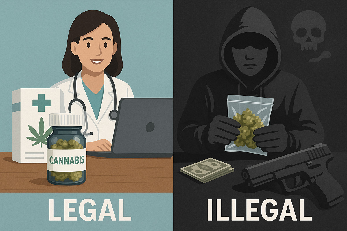 Cannabis auf Rezept per Telemedizin aus Apotheke vs. Schwarzmarkt da keine Alternativen für Betroffene