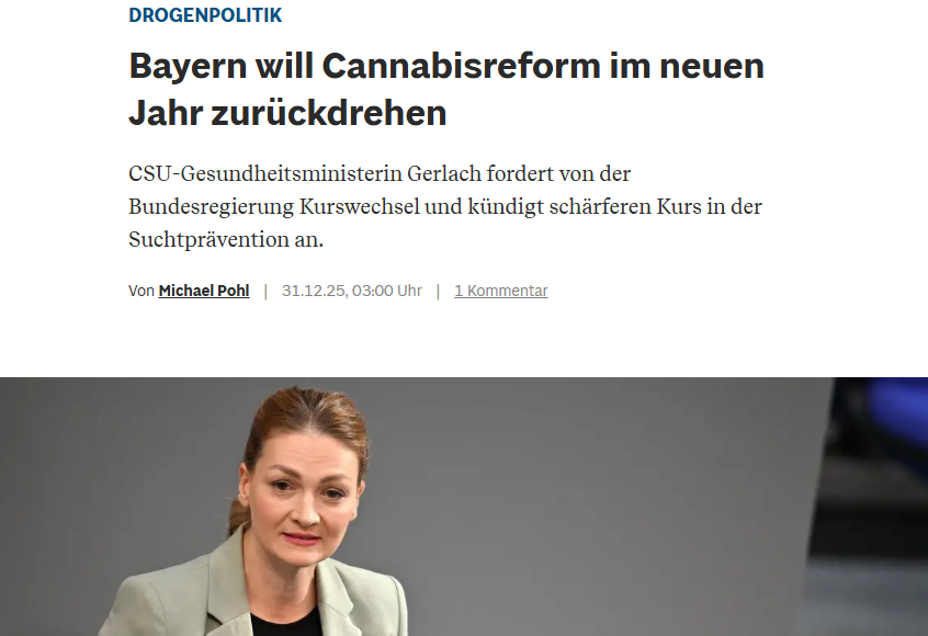 Bayerns Gesundheitsministerin Gerlach - Forderung nach Rücknahme der Cannabislegalisierung in 2026