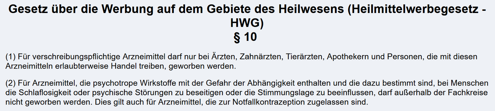 §10 Heilmittelwerbegesetz (HWG) - Gesetze im Internet